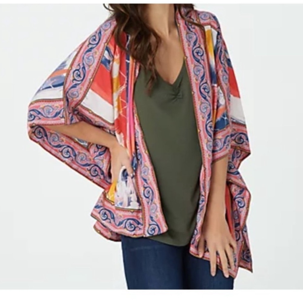 Tolani Collection kimono size XLP art to wear beachy artsy arm holes - Picture 2 of 7
